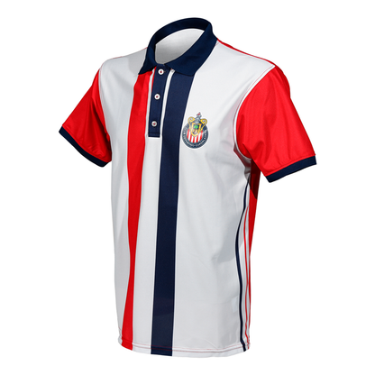 Polo Blanca 2 Rayas Escudo Chivas