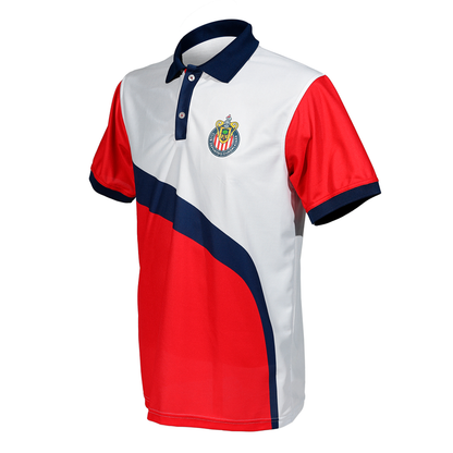 Polo Combinada Roji Blanco Franja Escudo Chivas
