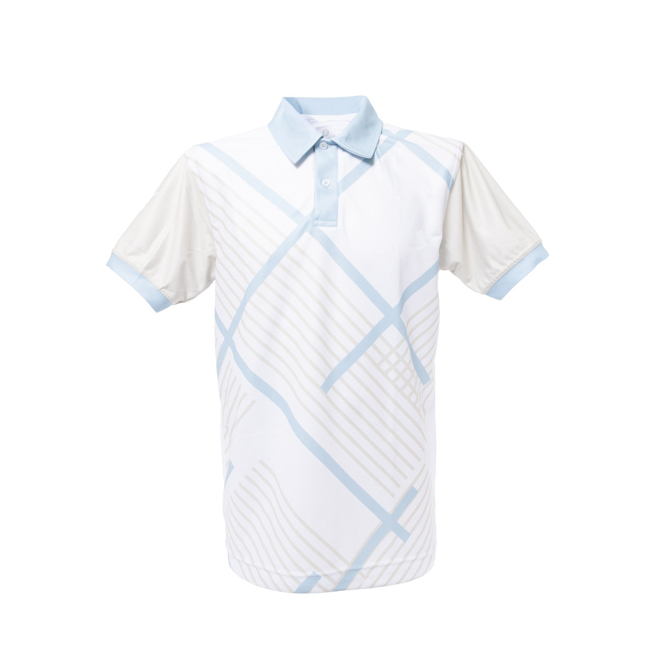 Polo Beige Con Azul Texturas Aplicación Especial Chivita Retro En Manga