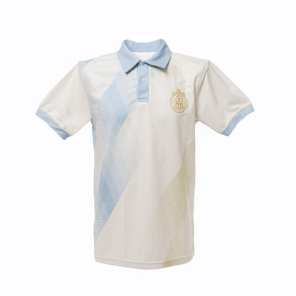 Polo Beige Con Azul Texturas Aplicación Especial Escudo Monocromático