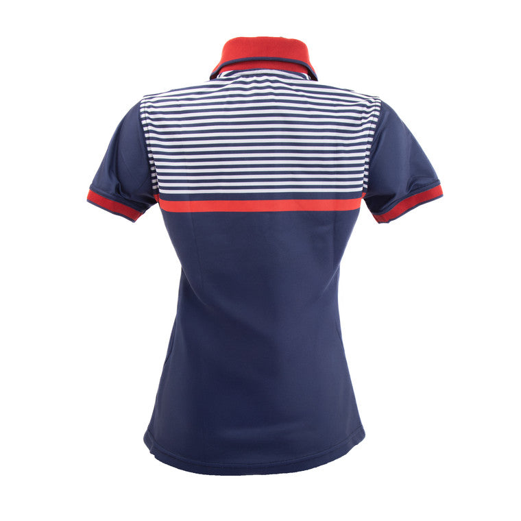 Polo Dama Azul Rayas Horizontales Escudo Chivas