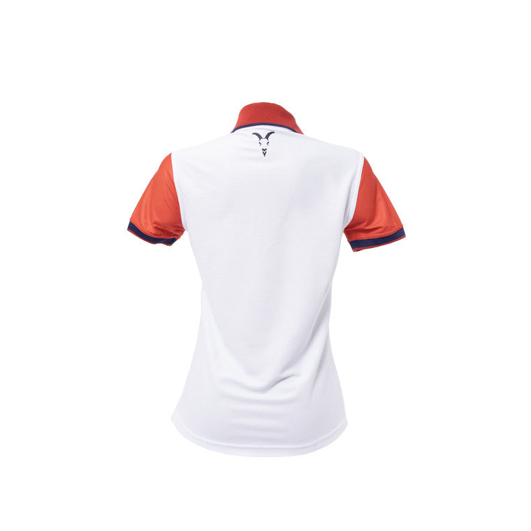 Polo Blanca Cuello Y Mangas Rojas Banda Azul Chivas
