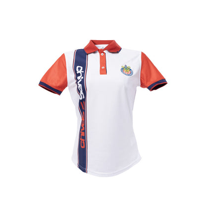 Polo Blanca Cuello Y Mangas Rojas Banda Azul Chivas