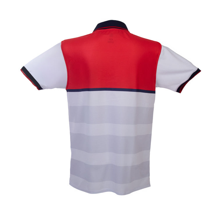 Polo Roji Blanca Rayas Horizontales Escudo Chivas