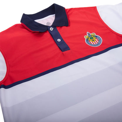 Polo Roji Blanca Rayas Horizontales Escudo Chivas