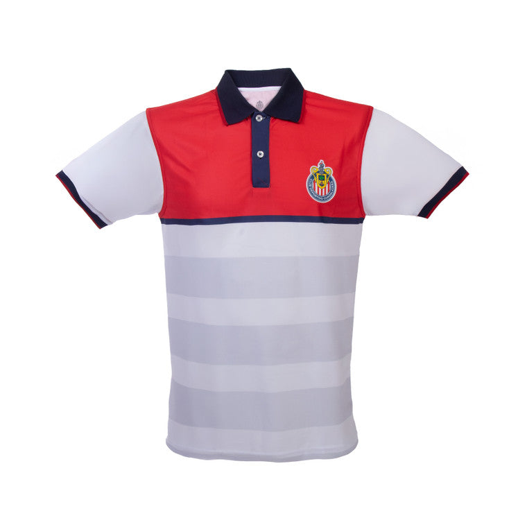 Polo Roji Blanca Rayas Horizontales Escudo Chivas