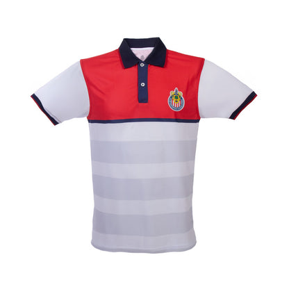 Polo Roji Blanca Rayas Horizontales Escudo Chivas