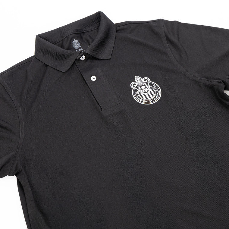 Polo Lisa Negra Escudo Monocromático Chivas