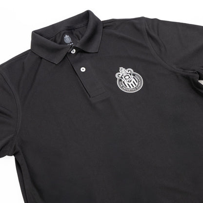 Polo Lisa Negra Escudo Monocromático Chivas