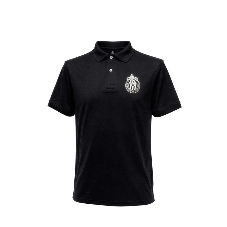 Polo Lisa Negra Escudo Monocromático Chivas