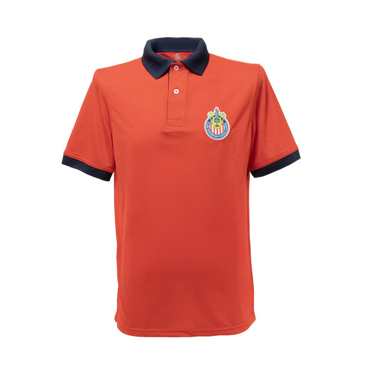 Polo Lisa Rojo Con Azul Escudo Chivas