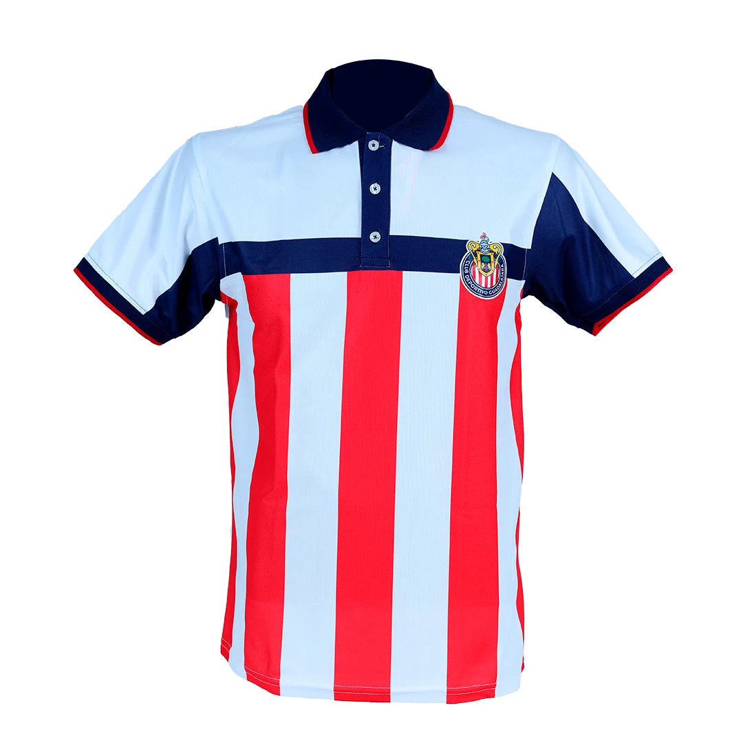Polo Blanca Rayas Escudo Chivas