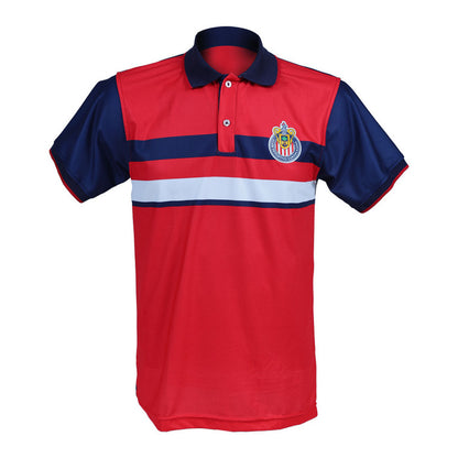 Polo Roja Mangas Azules 2 Franajas Escudo Chivas