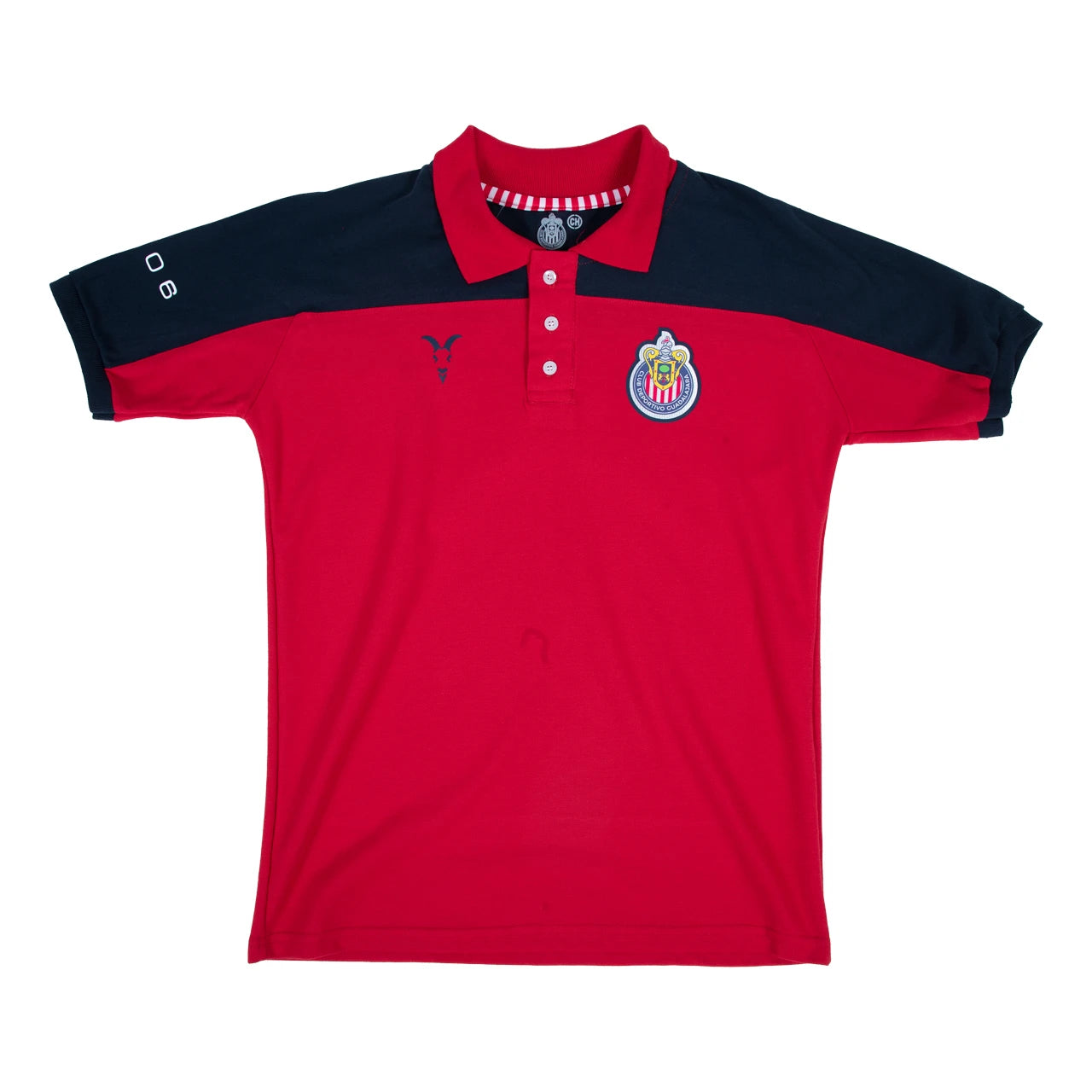 Playera Polo Bicolor Roja Y Azul Escudo Chivas
