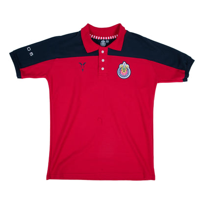 Playera Polo Bicolor Roja Y Azul Escudo Chivas