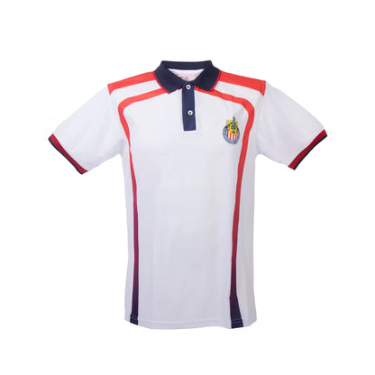 Polo Roji Blanca Cuello Azul Y Escudo Chivas