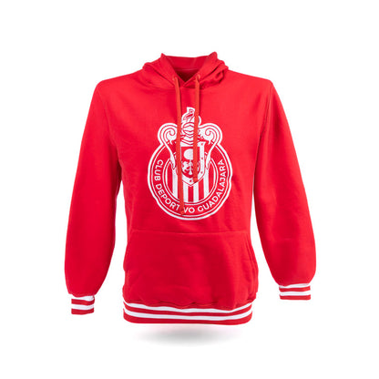 Sudadera Roja Cardigan Escudo Monocromático Chivas