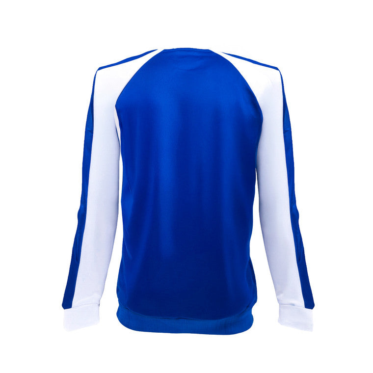 Sudadera Combinada Azul Y Blanco Escudo Bordado Retro