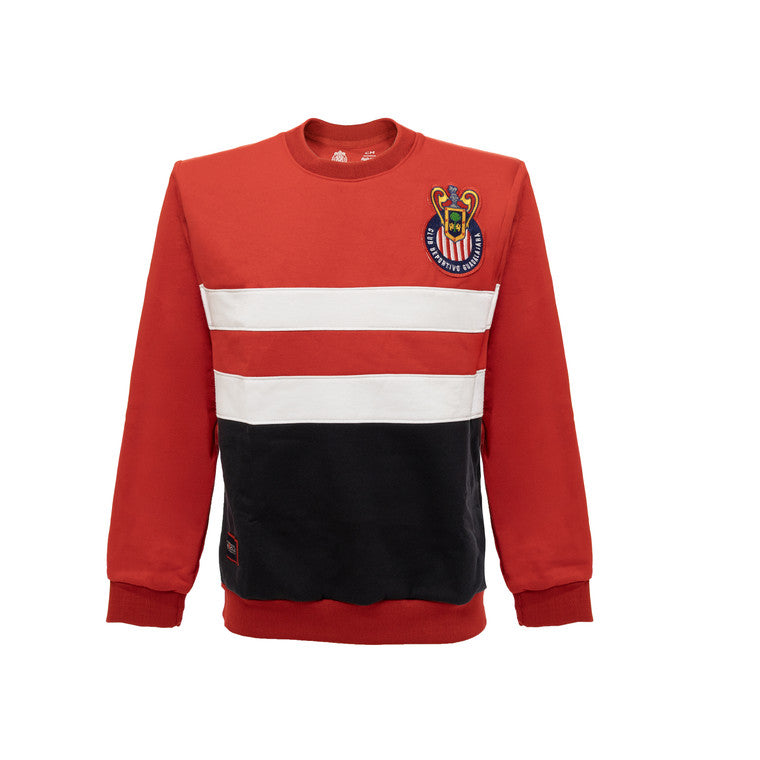 Sudadera Tricolor Con Cardigan Y Escudo Retro Bordado